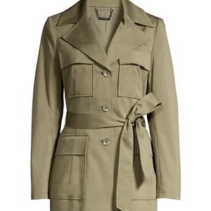NWT ELIE TAHARI Isla Olive Green Cargo Pocket Jacket sz 12